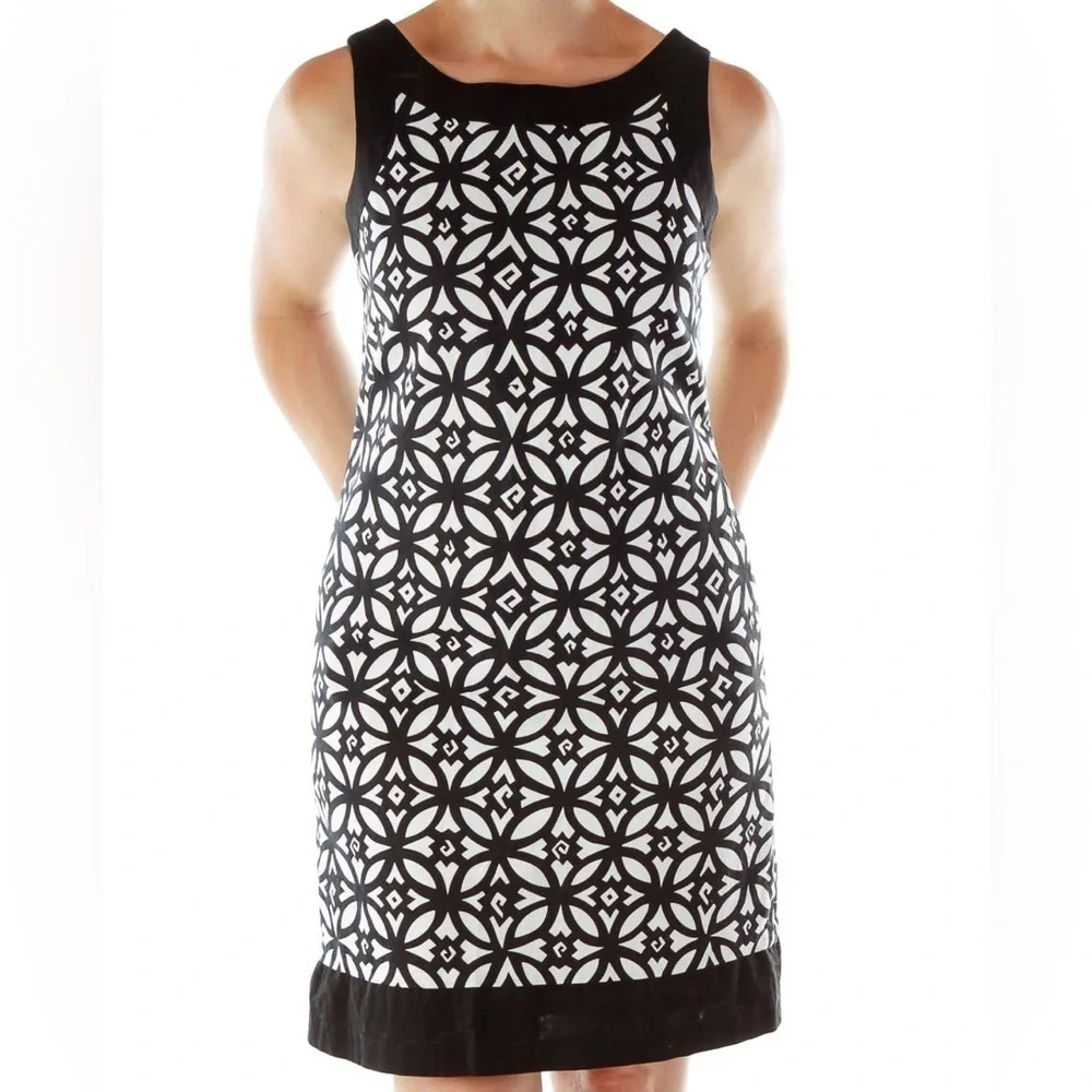 Jessica Howard Geometric Print Black & White Dress - Picture 1 of 1